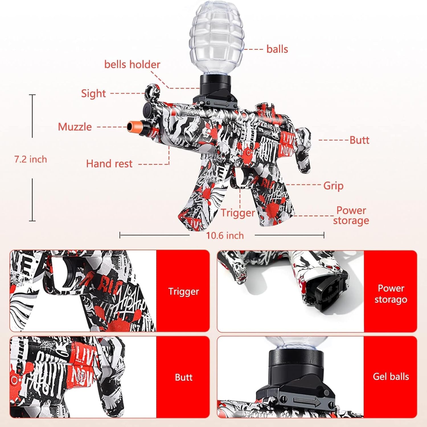 Ultimate Electric Gel Ball Blaster - 40,000+ Splatter Balls & Goggles for Epic Outdoor Shooting Fun (Ages 12+)