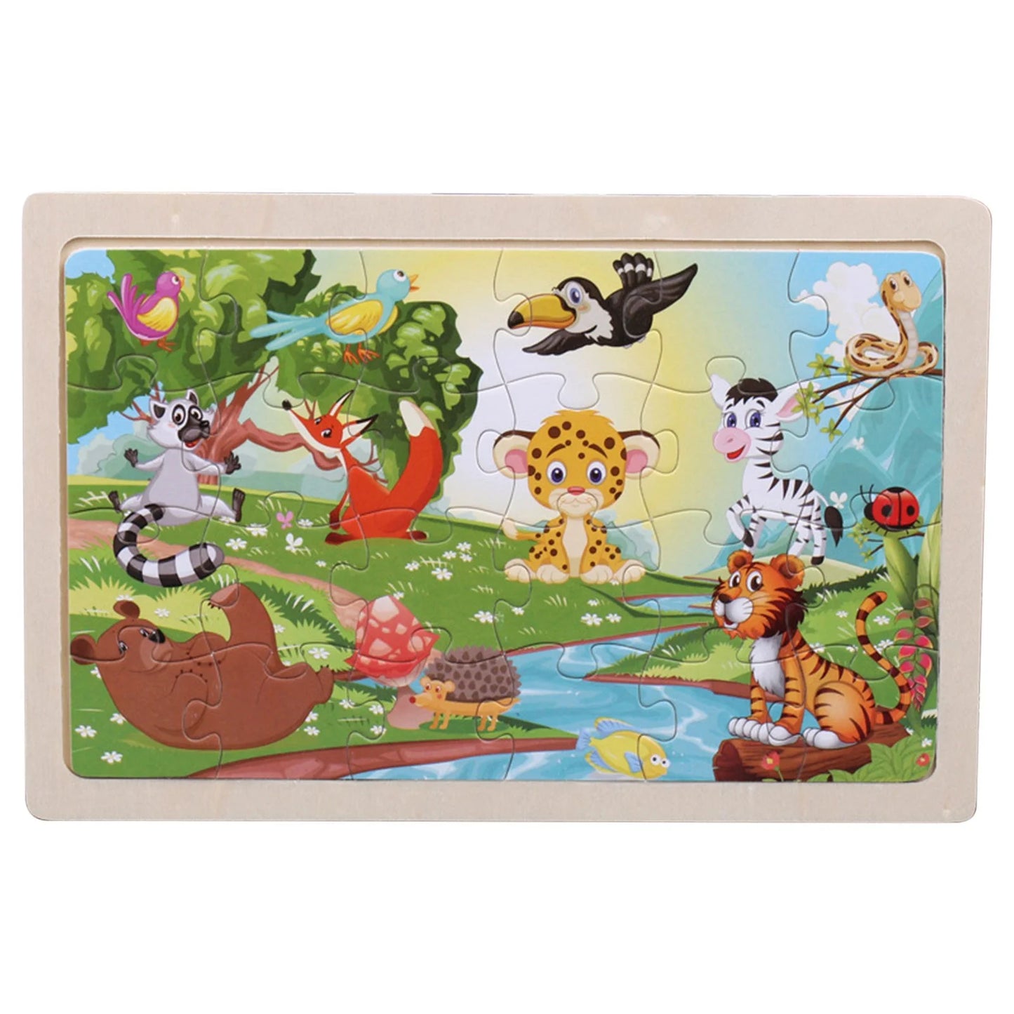 Colorful Wooden Jigsaw Puzzles for Kids Ages 3-5 - 24 Piece Educational Fun for Boys and Girls!