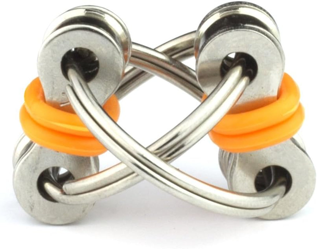 Original Flippy Chain Fidget Toy - Stress Relief for ADHD, Anxiety & Autism - Fun Bike Chain Fidget for All Ages (2 Pack, Orange)