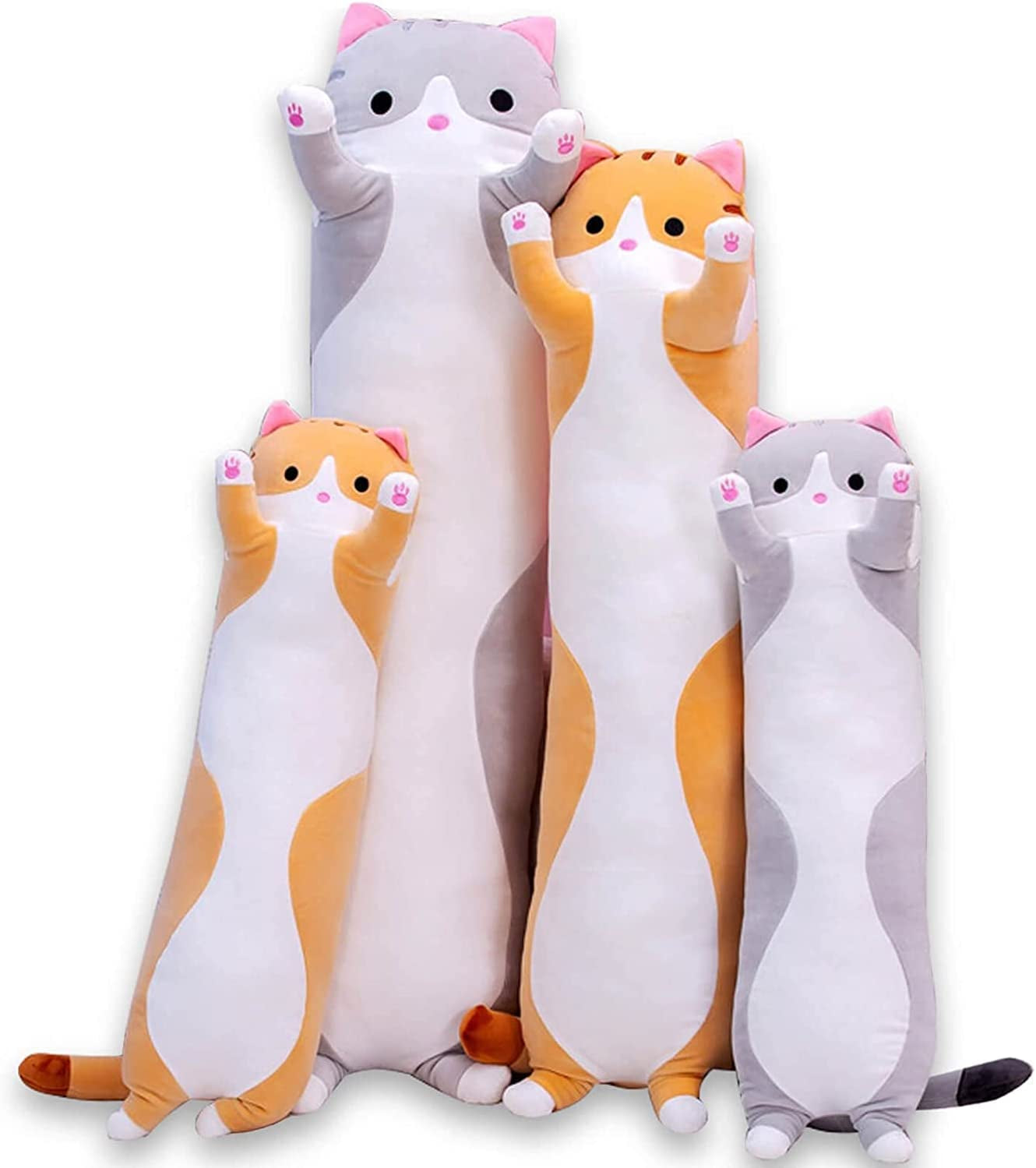 Adorable 19" Orange Cat Plush Long Body Pillow - Perfect Cuddle Companion for Kids and Girls!