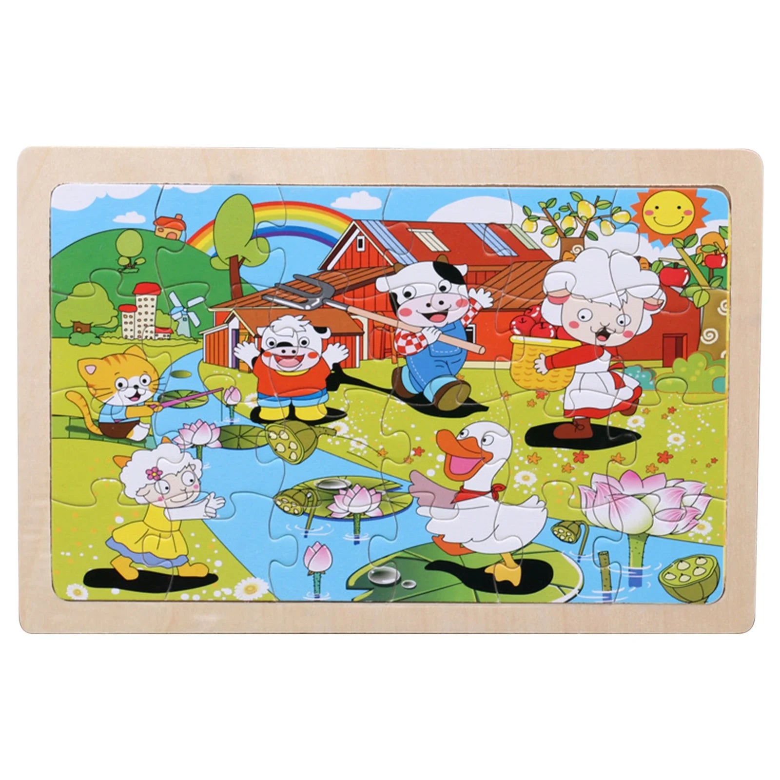 Colorful Wooden Jigsaw Puzzles for Kids Ages 3-5 - 24 Piece Educational Fun for Boys and Girls!