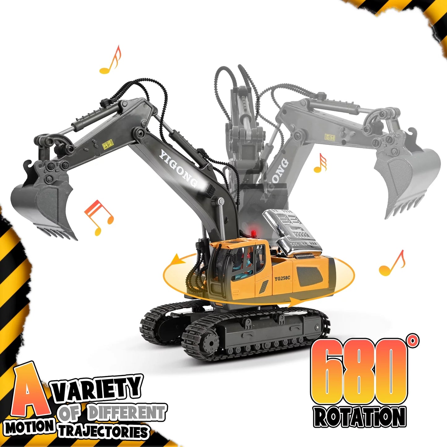 Ultimate Remote Control Excavator - 11 Channel RC Construction Toy with Lights & Sounds, Perfect Gift for Kids Ages 3-12!