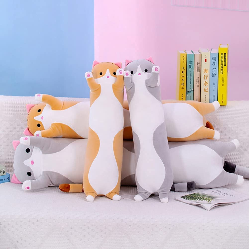 Adorable 19" Orange Cat Plush Long Body Pillow - Perfect Cuddle Companion for Kids and Girls!