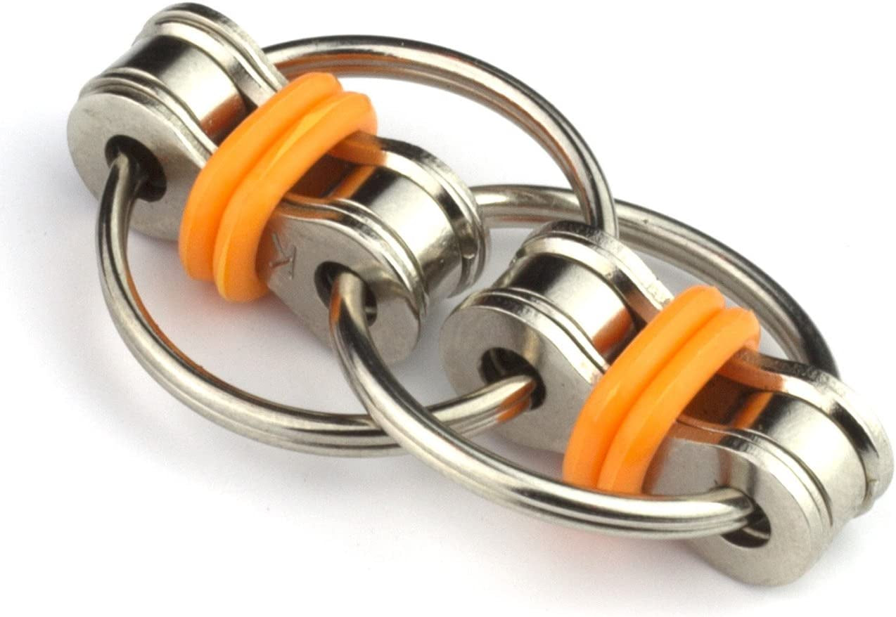 Original Flippy Chain Fidget Toy - Stress Relief for ADHD, Anxiety & Autism - Fun Bike Chain Fidget for All Ages (2 Pack, Orange)