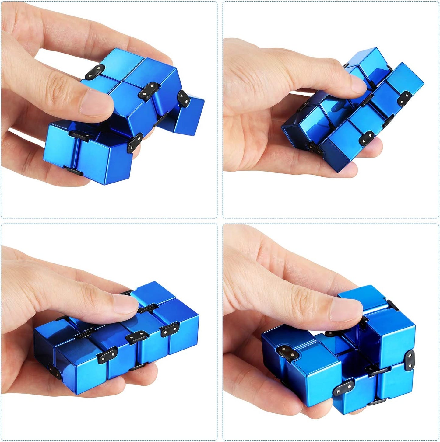 Infinity Cube Fidget Toy - Stress Relief Magic Cubes for Kids & Adults (Blue)