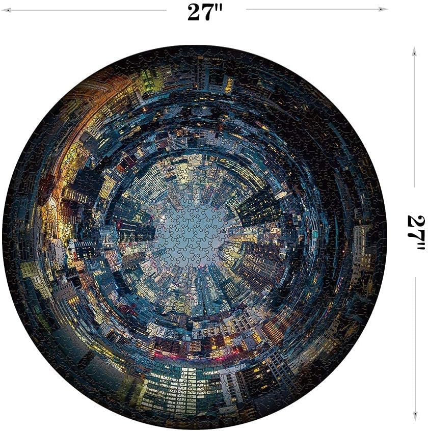 City Vision 1000-Piece Round Jigsaw Puzzle - Perfect for Adults and Teens, Stunning Art Design