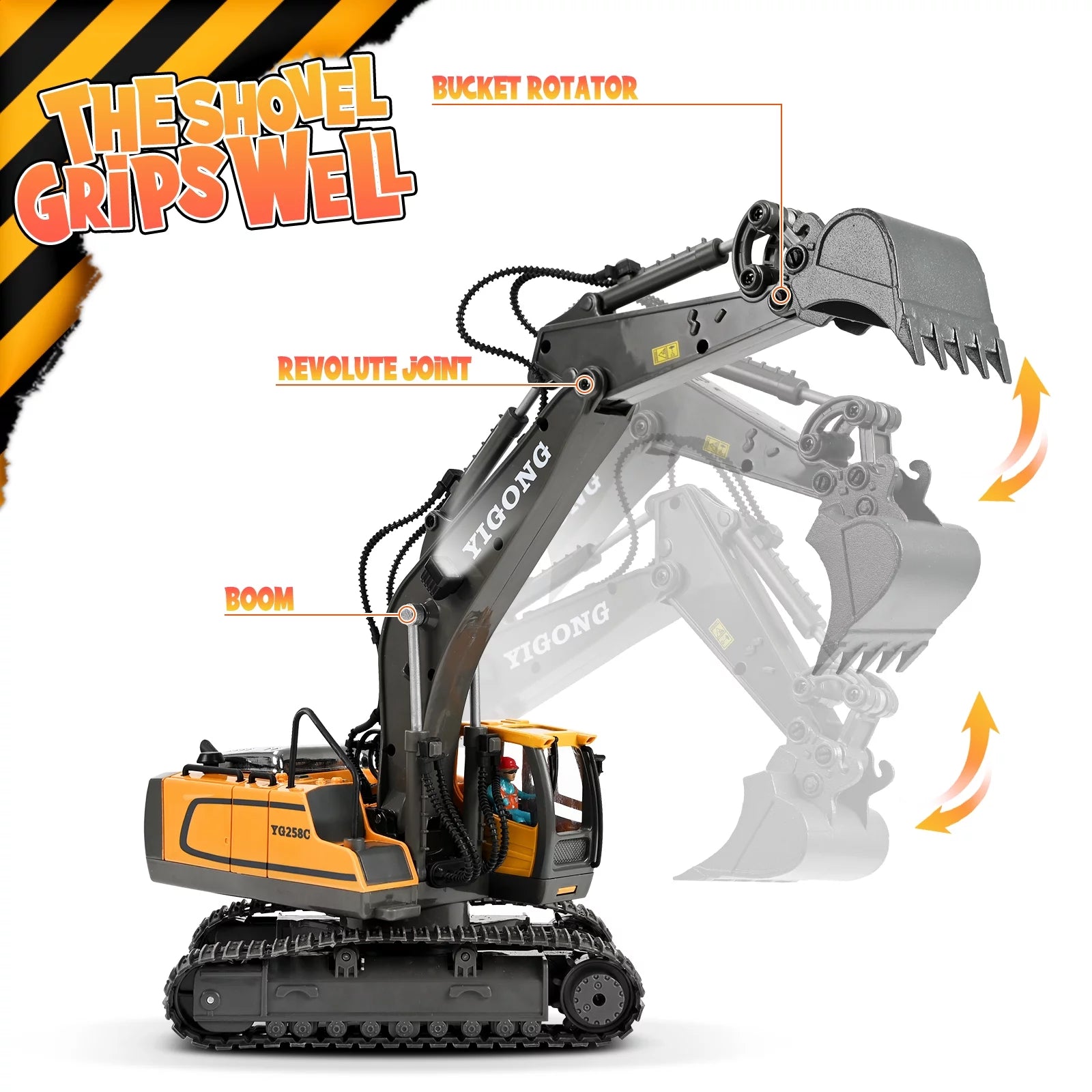 Ultimate Remote Control Excavator - 11 Channel RC Construction Toy with Lights & Sounds, Perfect Gift for Kids Ages 3-12!