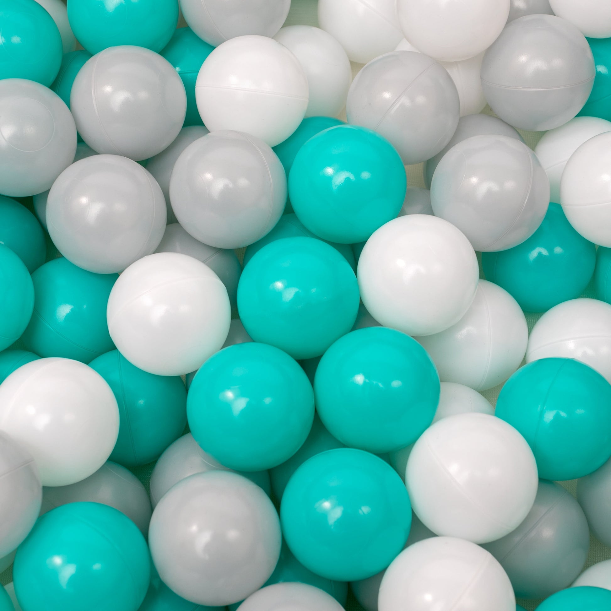 Luxurious Grey Velvet Ball Pit with 200 Aqua, White, & Grey Balls for Endless Fun