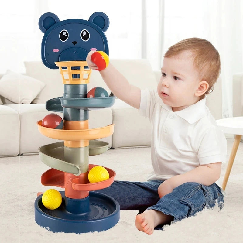 Montessori Rolling Ball Toy - Engaging Stacking Track for Baby Development and Learning