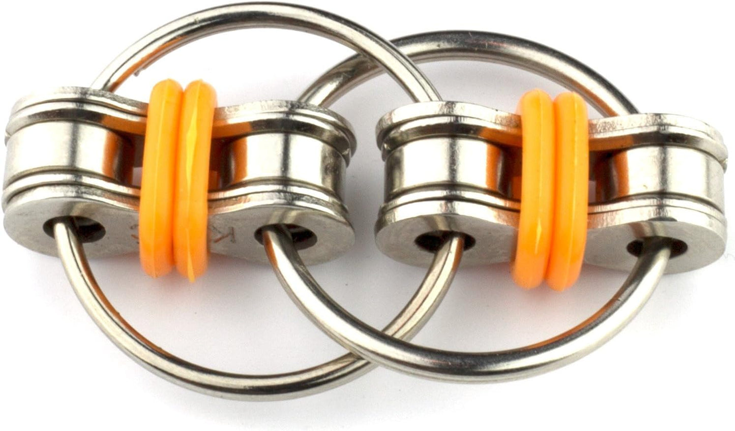 Original Flippy Chain Fidget Toy - Stress Relief for ADHD, Anxiety & Autism - Fun Bike Chain Fidget for All Ages (2 Pack, Orange)