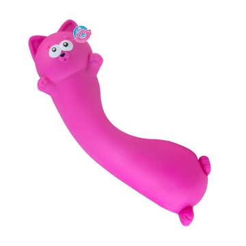 Pink cat-shaped inflatable squishy toy on a white background