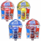 Four packages of ICEE scented slime in red, yellow, blue, and red packaging on a white background.