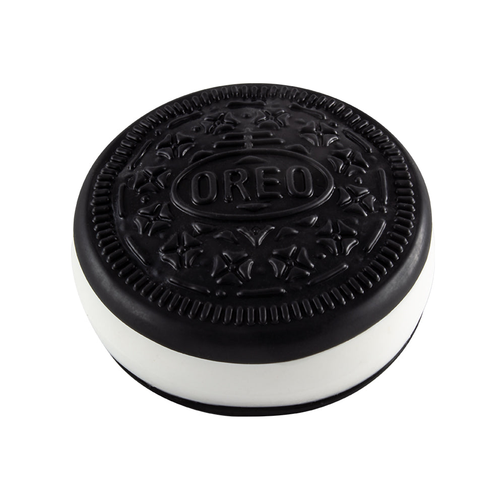 Single Oreo cookie on a white background