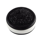 Single Oreo cookie on a white background
