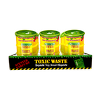 Three 'Toxic Waste' squishy toys in packaging on a white background