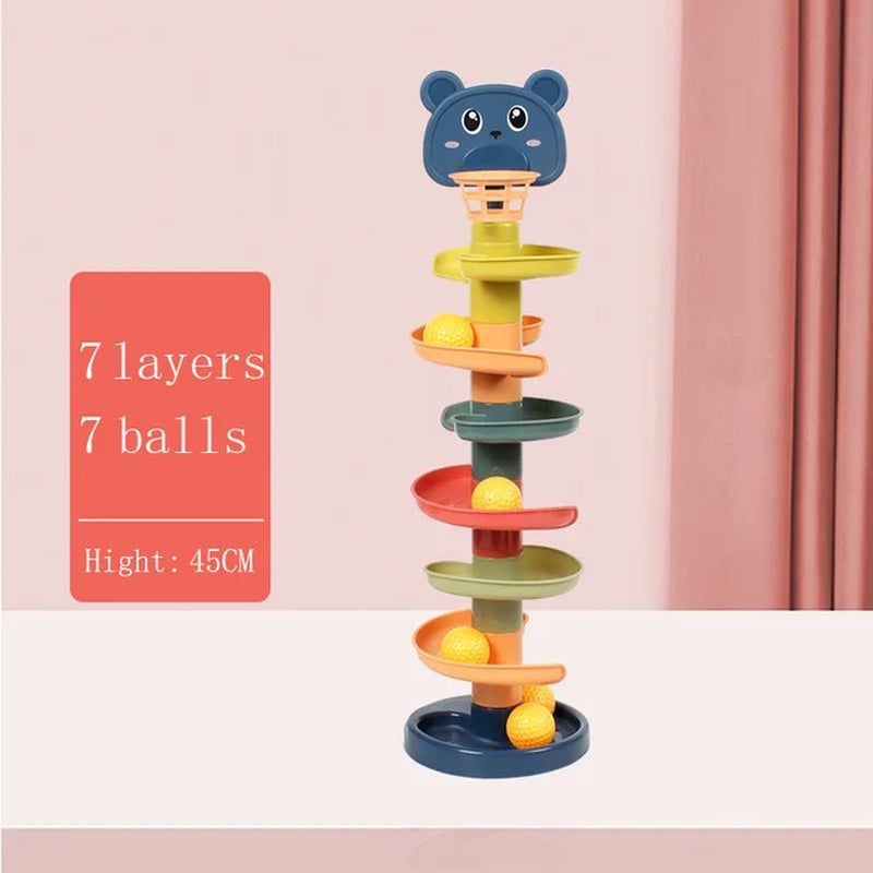 Montessori Rolling Ball Toy - Engaging Stacking Track for Baby Development and Learning