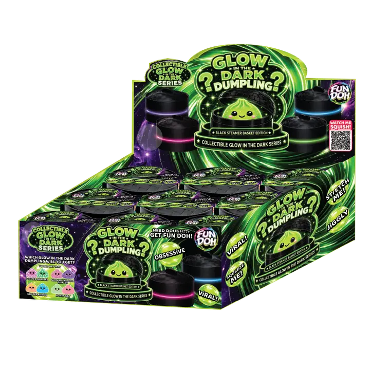 FunDoh Collectible Glow in the Dark Series - 4 varieties: Bubbles, Glitter, Galactic, Honey Gel