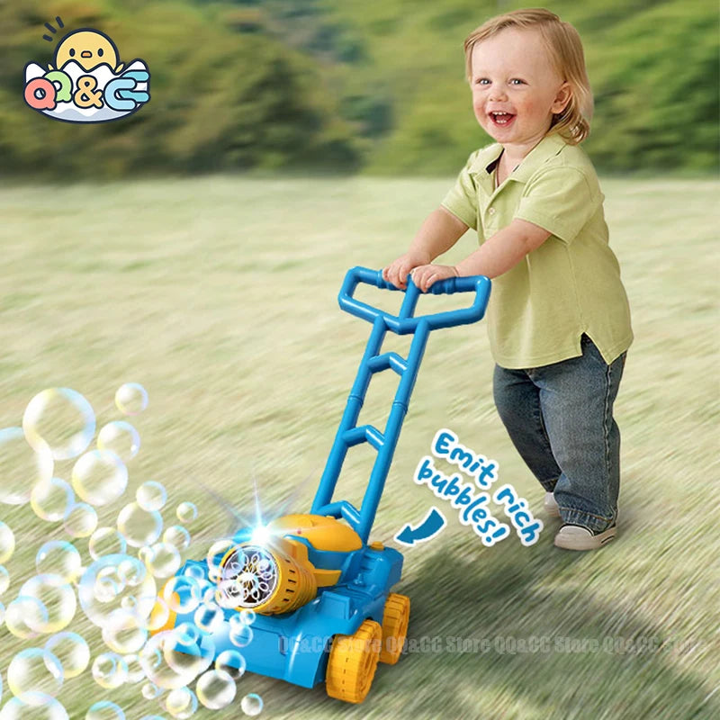 All-in-One Outdoor Fun: Automatic Lawn Mower Bubble Machine, Weeder, Soap Maker & Baby Activity Walker - Perfect Gift for Kids!