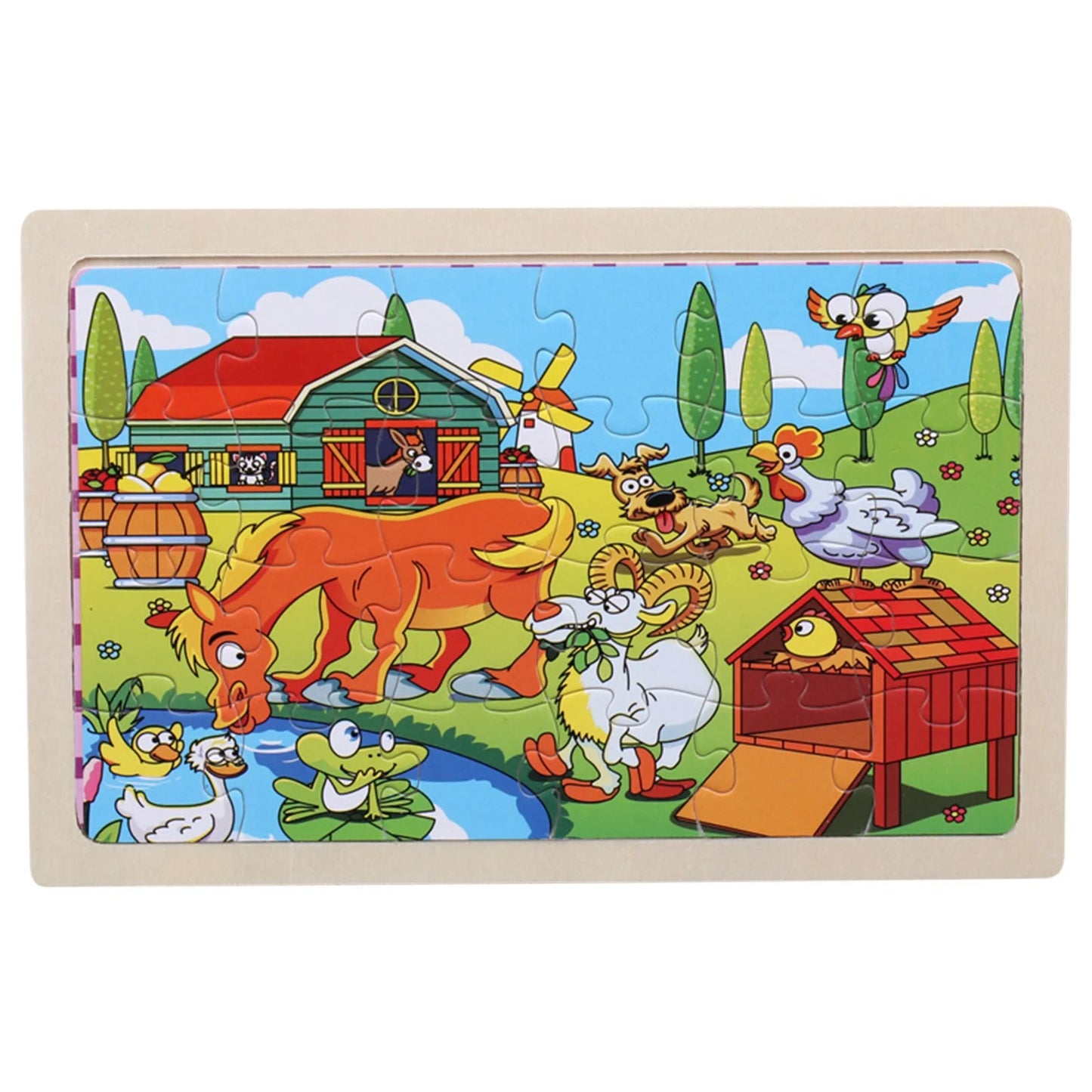 Colorful 24-Piece Wooden Jigsaw Puzzles for Kids Ages 3-5 - Fun and Educational Toy for Boys and Girls!