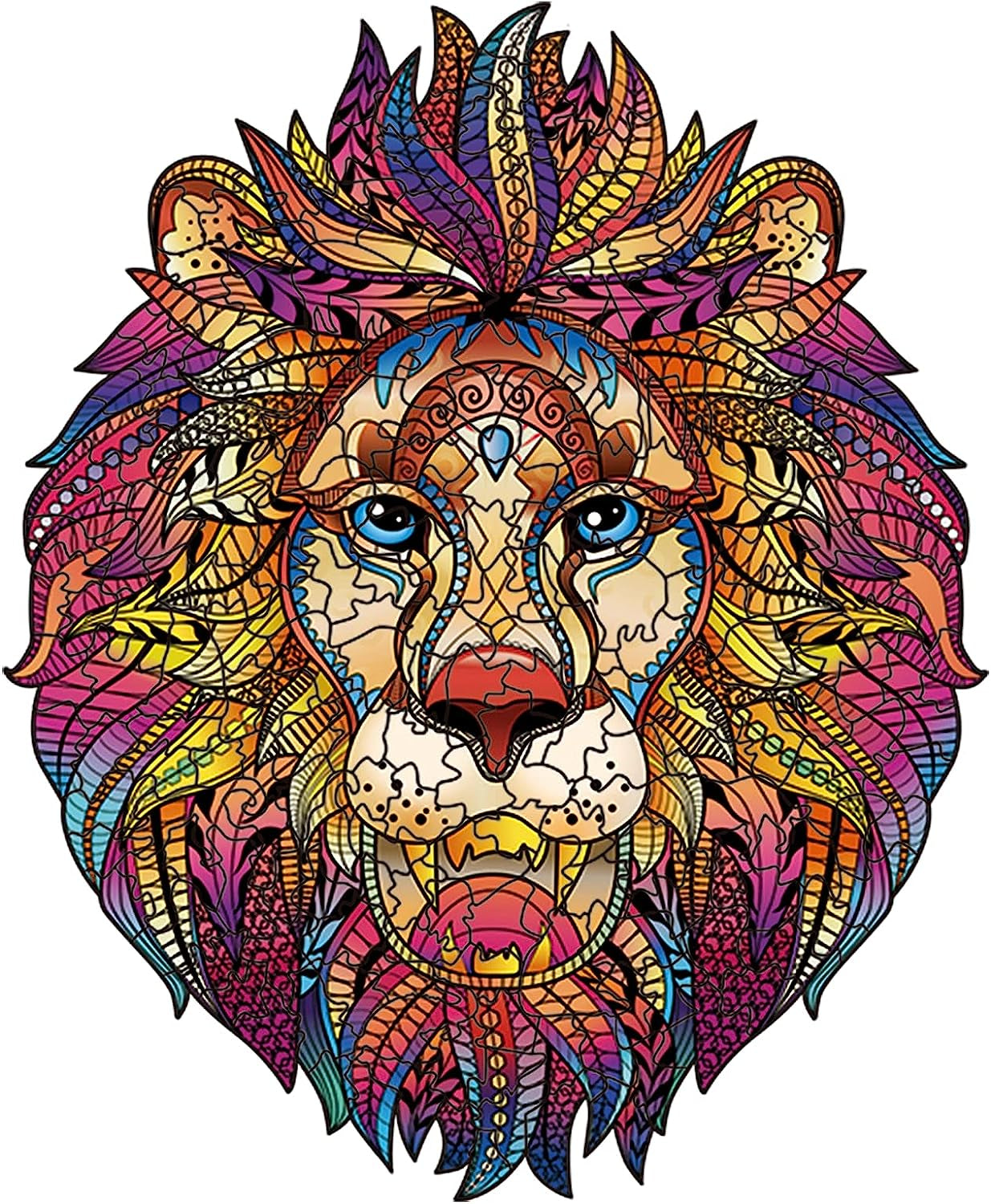 Unique Wooden Animal Shaped Puzzles for Adults - Lion Magic Jigsaw Puzzle (S-9.25”X6.3”)