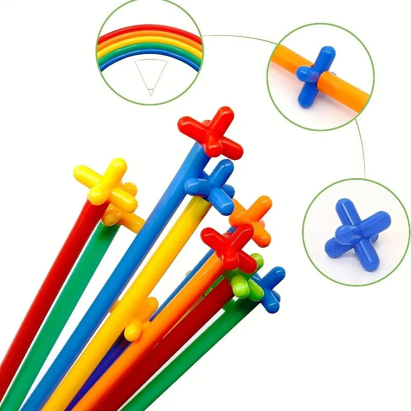 100Pcs Creative Straw STEM Building Toys - Interlocking Plastic Tube Blocks for Fun Educational Play for Kids