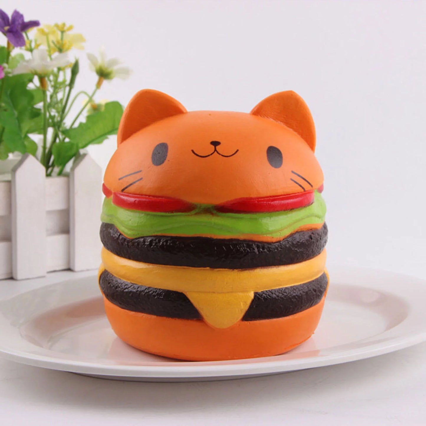 Adorable Slow Cat Burger Stress Relief Toy - Fun Educational Gift for Kids!