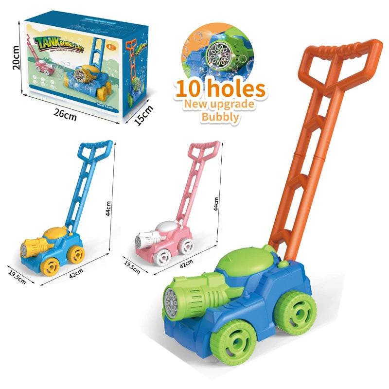 All-in-One Outdoor Fun: Automatic Lawn Mower Bubble Machine, Weeder, Soap Maker & Baby Activity Walker - Perfect Gift for Kids!