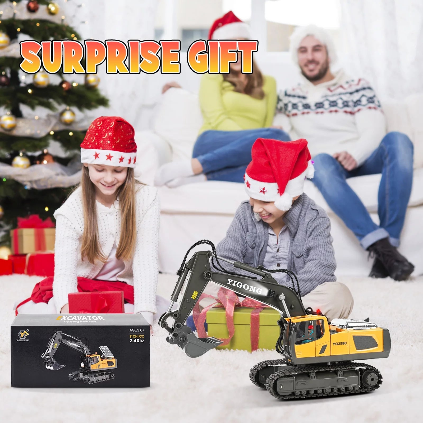 Ultimate Remote Control Excavator - 11 Channel RC Construction Toy with Lights & Sounds, Perfect Gift for Kids Ages 3-12!