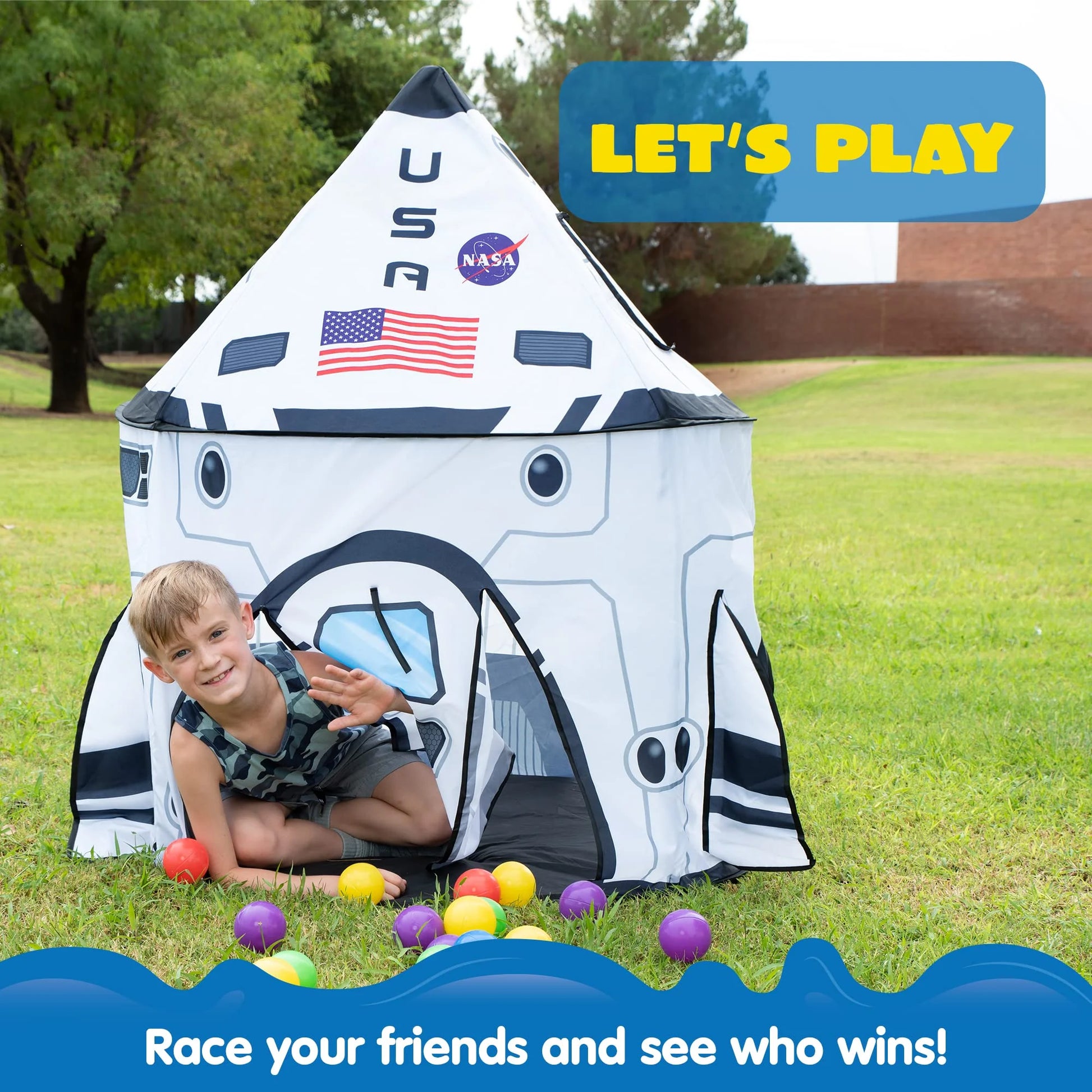 Rocket Ship Play Tents for Kids, Spaceship Kids Playhouse Indoor Outdoor