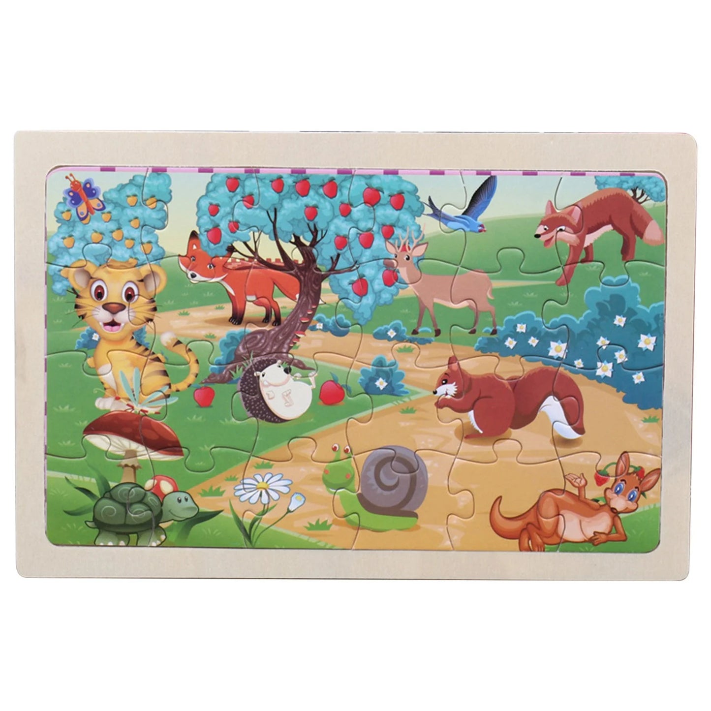 Colorful Wooden Jigsaw Puzzles for Kids Ages 3-5 - 24 Piece Educational Fun for Boys and Girls!