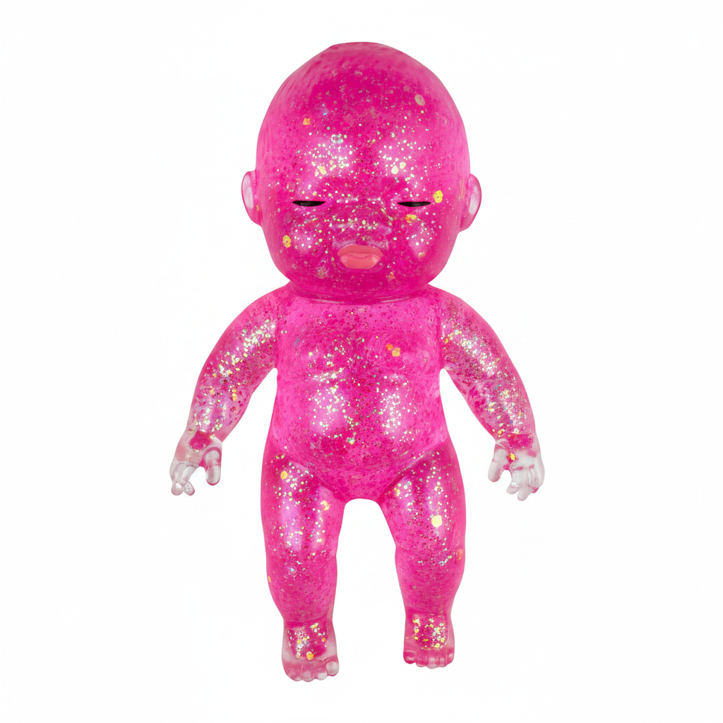 Pink Sugar Swaps Onesie – holographic glitter gel squishy baby doll toy