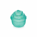 Teal cupcake squishy toy on white background