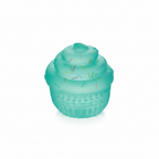 Teal cupcake squishy toy on white background