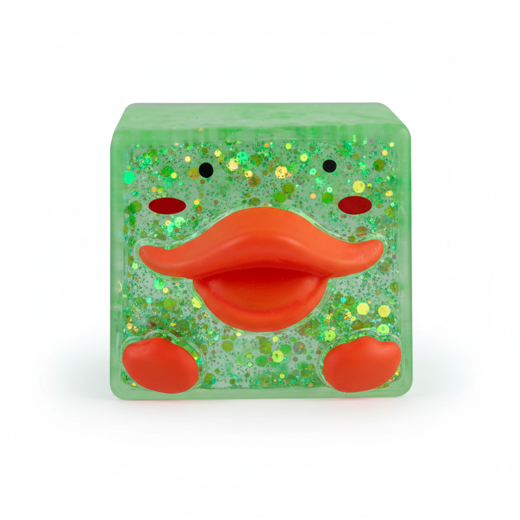 Green Sugar Swaps Duck Cube – glitter gel squishy toy