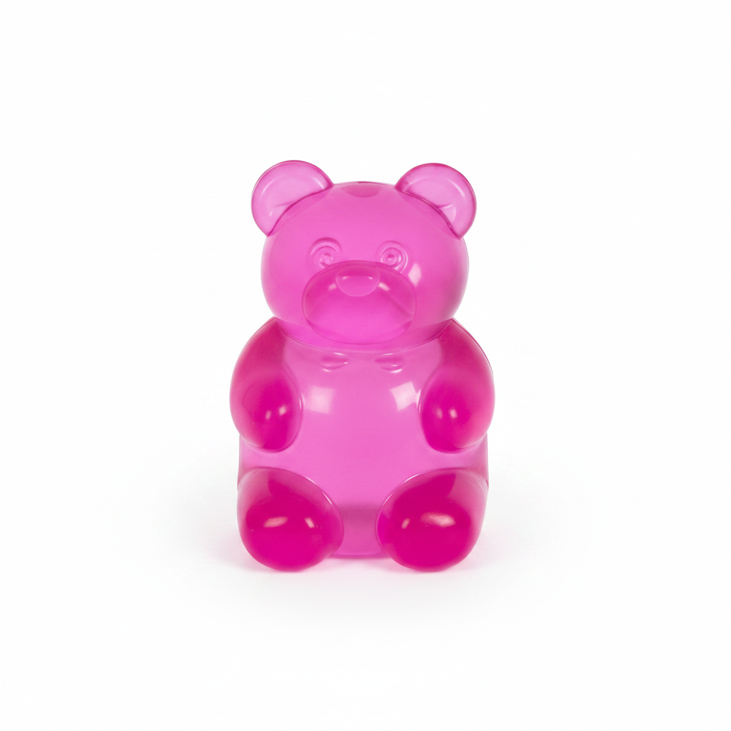 Pink squishy gummy bear toy