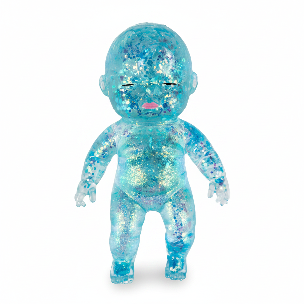 Blue Sugar Swaps Onesie – holographic glitter gel squishy baby doll toy