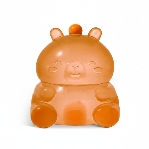 Orange capybara squishy toy on white background