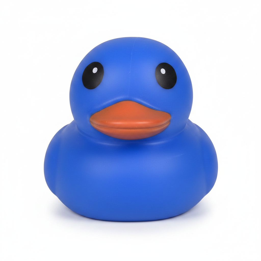 Blue squishy duck product shot