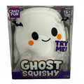 Crazy Fun Classic Ghost Squishy in retail box — white ghost character with orange cheeks and bat graphics, ages 6+