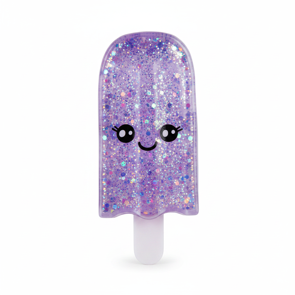 Purple Sugar Swaps Ice Pop – holographic glitter gel squishy sensory toy