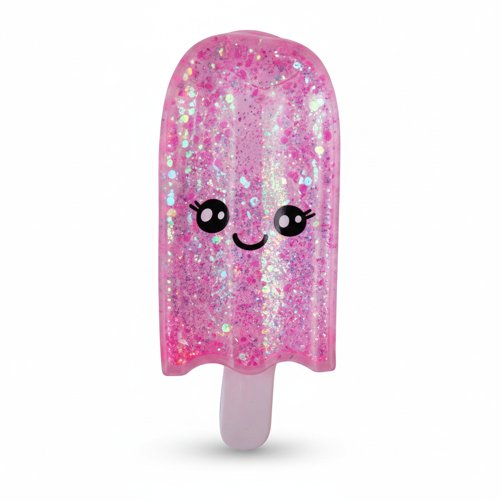 Pink Sugar Swaps Ice Pop – holographic glitter gel squishy sensory toy