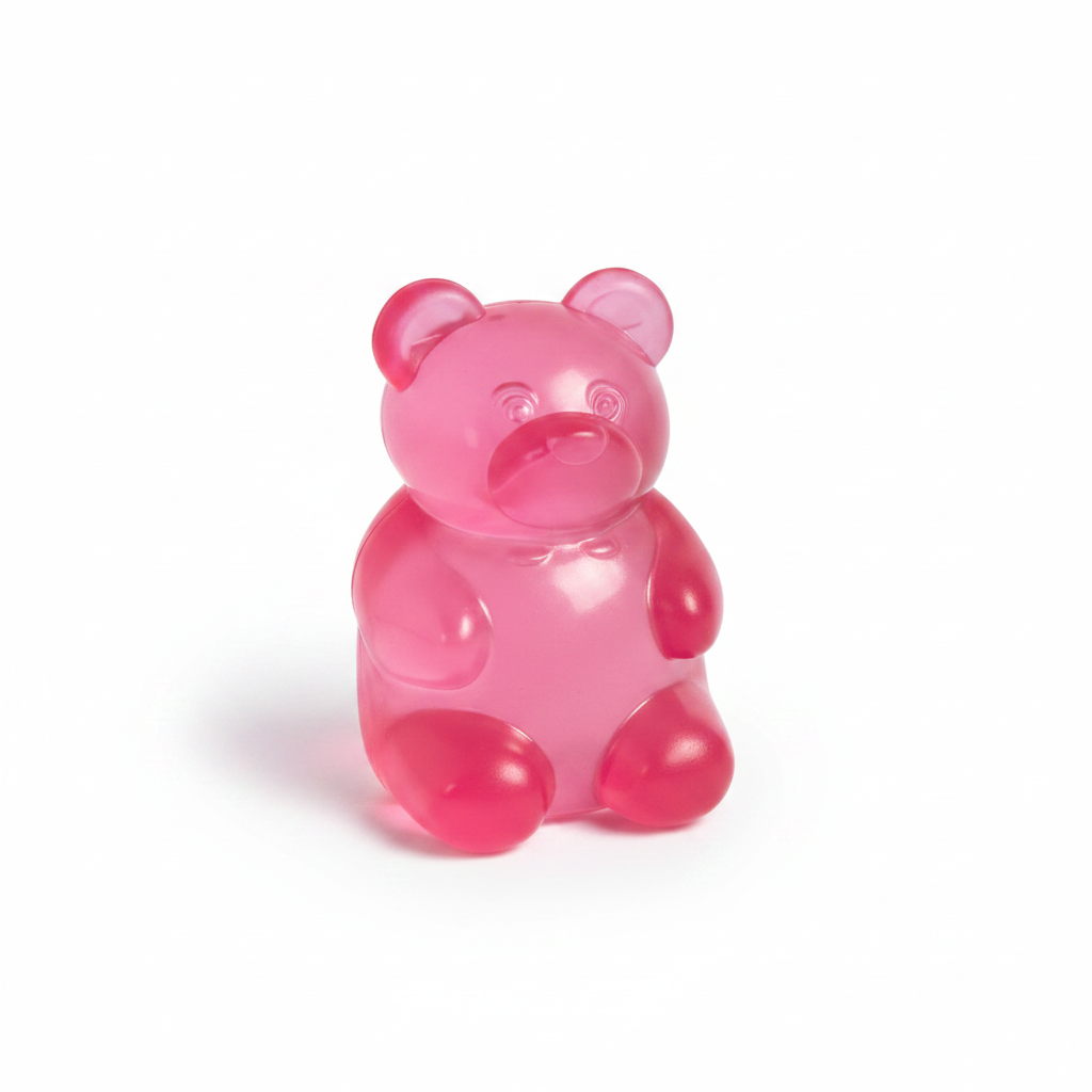 Pink squishy gummy bear toy